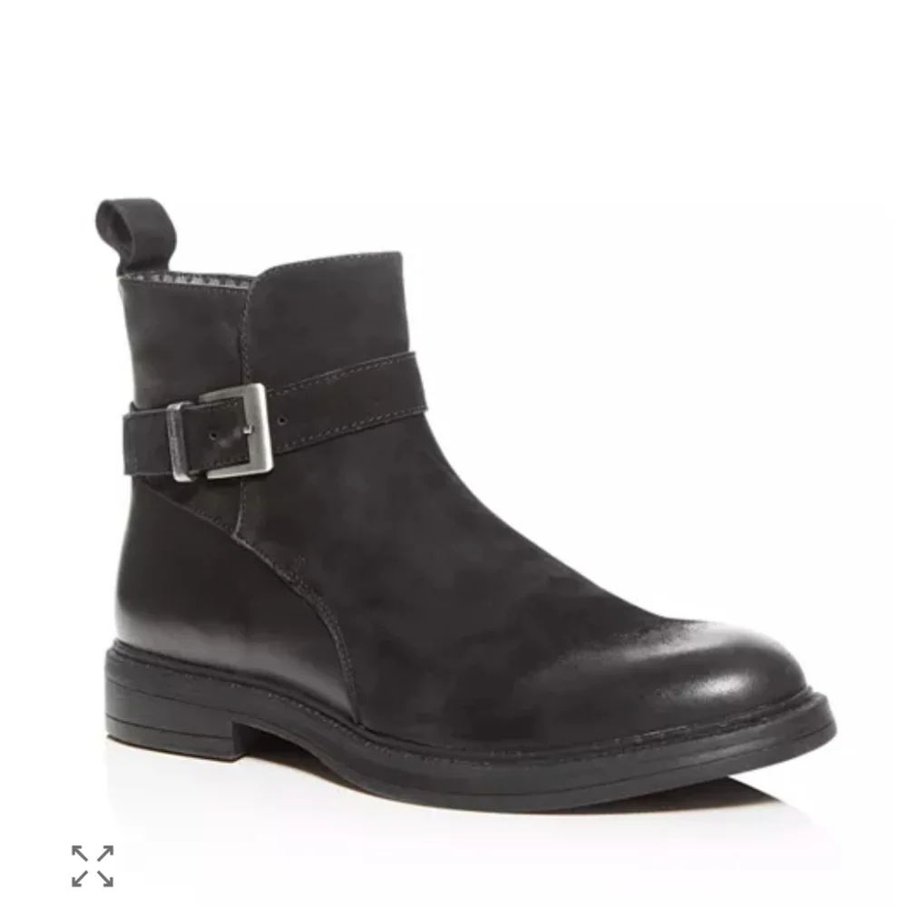 Karl Lagerfeld Paris Black suede and leather Harness with Buckle ankle Boots 9